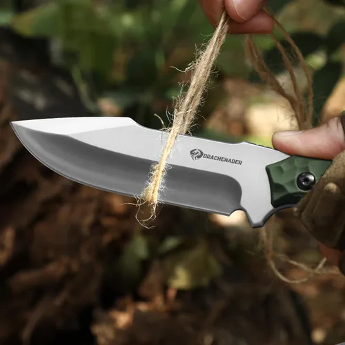 Vista 7 de DRACHENADER Cuchillo táctico de hoja fija (B-ER-DROP POINT), cuchillo de acero 5Cr14MoV de 5.04 pulgadas con mango de ABS, cuchillo de supervivencia