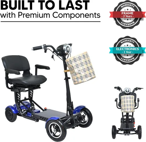 Vista 6 de MS-3000 Scooter eléctrico para adultos, scooters plegables para personas mayores, scooter de movilidad de 4 ruedas con silla, scooter eléctrico