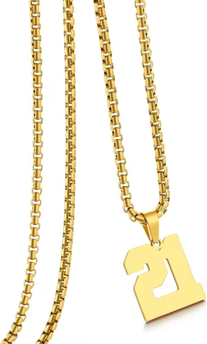 Vista 95 de Collar de Número Dorado para Hombre, Cadena de Acero Inoxidable con Colgante de Número para Atletas, Joyería Deportiva Personalizada para Niños