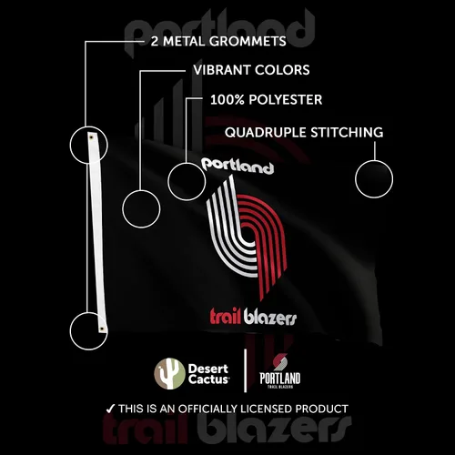 Vista 4 de Desert Cactus Portland Trail Blazers Flag Team NBA National Basketball Association 100% poliéster para interiores y exteriores, banderas de 3 x 5