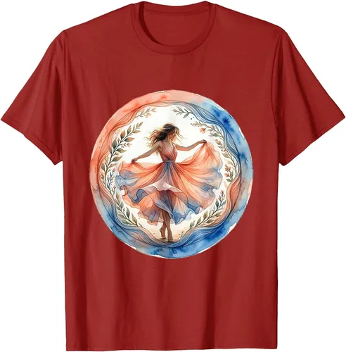 Vista 8 de Flowy Sundress Dancing in Ocean Breeze Design T-Shirt Purple