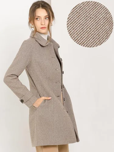 Vista 2 de Allegra K Abrigo largo de invierno con cuello Peter Pan para mujer