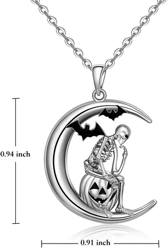 Vista 2 de Flamingo Necklace Halloween Skeleton Cat Necklace Turtle Axolotl Hummingbird Necklaces for Women 925 Sterling Silver Cute Animal Jewelry Christmas