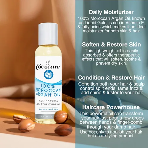 Vista 2 de Cococare Aceite de argán 100% natural, 2 onzas líquidas