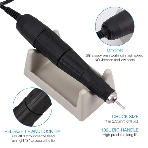 Vista 3 de Fuerte 90 65 W 35000 RPM profesional máquina de taladro de uñas de acero inoxidable pedicura uñas pulido manicura máquina