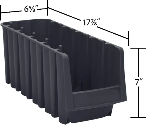 Vista 4 de Akro-Mils 30776 Contenedores de almacenamiento de plástico apilables económicos (18 pulgadas x 6-5/8 pulgadas x 7 pulgadas), color negro