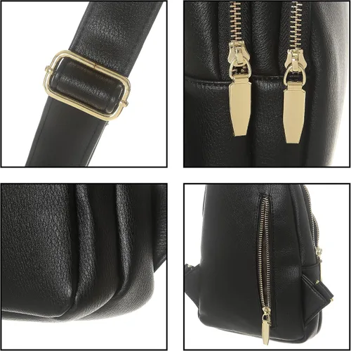 Vista 5 de Bolso cruzado pequeño, riñonera para mujeres y hombres, bolso bandolera de cuero para regalos, Estilo5-Rosa