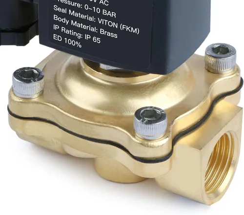 Vista 4 de U.S. Solid Válvula solenoide de latón de 1/2" -110V 120V AC, normalmente cerrada, válvula eléctrica de 10 bar para agua, aire, diesel