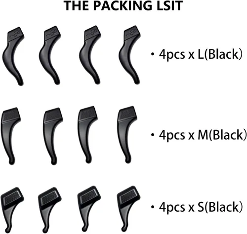 Vista 3 de 3 Sizes Silicone Eyeglass Ear Grips – Anti-Slip Hooks for Sports & Reading Glasses