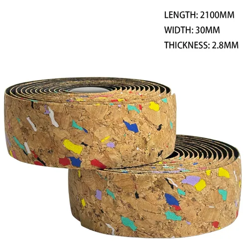 Vista 5 de Cinta de corcho para manillar de bicicleta de carretera, 2 rollos, antideslizante, absorción de impactos, cinta de agarre con tapones de barra