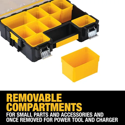 Vista 2 de DEWALT Organizador de piezas pequeñas, caja de almacenamiento de hardware con separadores extraíbles, 10 compartimentos (DWST14825) (Paquete de 3)