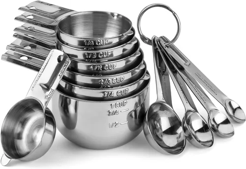Vista 10 de Hudson Essentials Juego de tazas medidoras de acero inoxidable - Juego apilable con boquilla