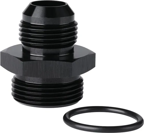 Vista 6 de 4AN macho a 4AN ORB con junta tórica Boss adaptador de riel de bomba de combustible de aluminio negro