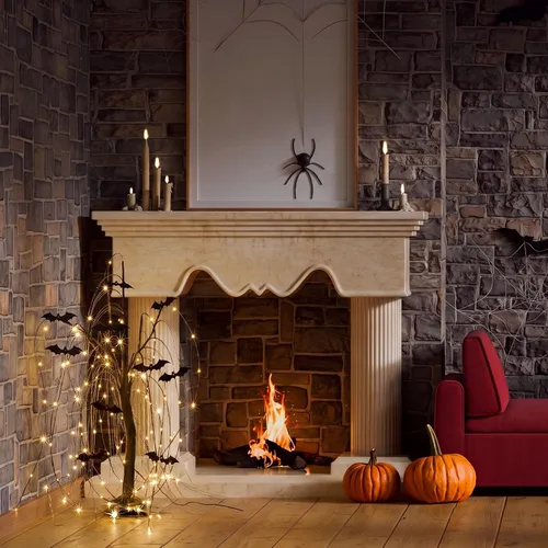 Vista 5 de Leitee 27 pulgadas LED de Halloween sauce negro murciélago árbol decoración