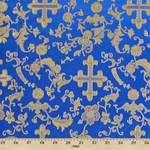 Vista 5 de Tela metálica de brocado de cruz de iglesia 60 (oro/oro)