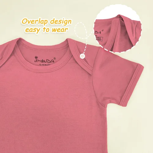 Vista 5 de Jimonda Body de rayón de bambú de manga corta para bebés, niños y niñas, trajes suaves para recién nacidos