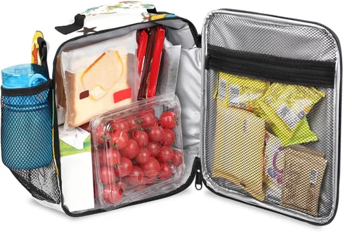 Vista 6 de AUUXVA Bolsa de almuerzo con aislamiento para avión, bolsa de mano para enfriar hielo, bolsa de mano con correa de hombro para niños, niñas, mujeres