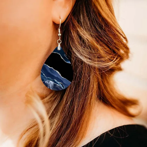 Vista 15 de Dangle Earrings for Women Colorful Dangling Drop Statement Jewelry Printed MDF Wood Teardrop Double Side Print Handmade by The Painted Pug