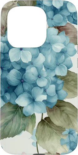 Vista 14 de Watercolor Shabby Chic Blue Hydrangeas Flower Case for iPhone 17
