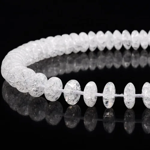 Vista 10 de RUBYCA Natural AAA Grado Blanco Claro Cuarzo Cristal Crackle Redondo Perlas Joyería Fabricación 1 Strand 0.157 in