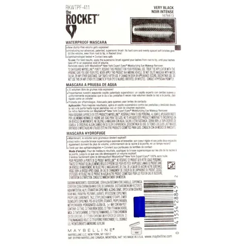 Vista 3 de Maybelline New York Volume' Express The Rocket - Máscara impermeable, muy negra [411] 0.3 onzas Muy negro