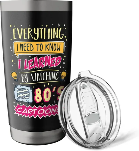 Vista 5 de Retro Cartoons - Vaso aislado de acero inoxidable con diseño nostálgico de los años 90 y 80