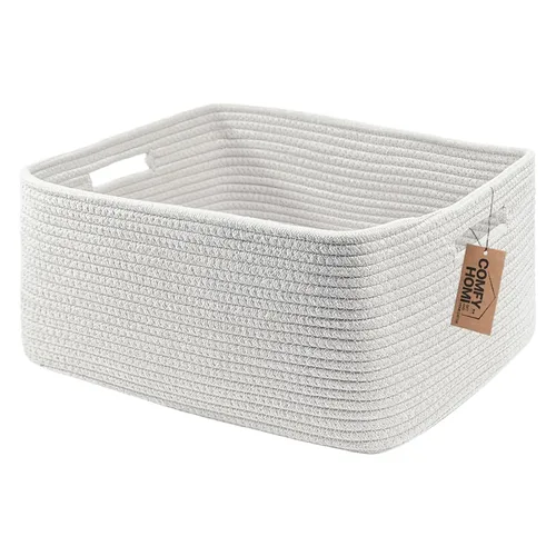 Vista 26 de COMFY-HOMI Cestas de almacenamiento de 11.5 x 7.5 x 4.7 pulgadas para organizar, cesta tejida de cuerda de algodón, caja de almacenamiento de marrón