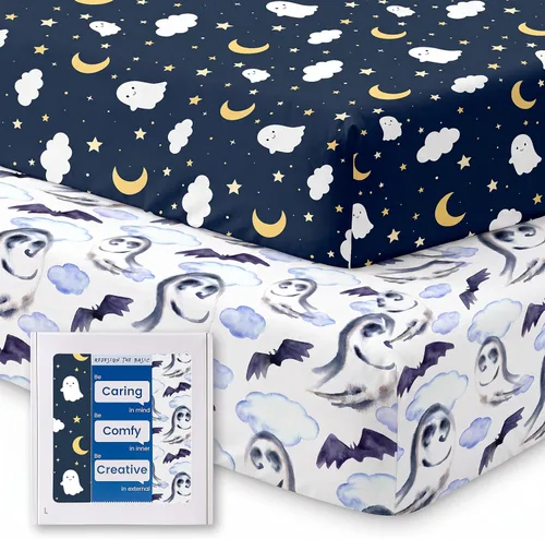 Vista 78 de Sábanas suaves para cuna de niño de alta calidad, sábana bajera para cuna ultra transpirable, sábanas súper elásticas de 28 x 52 x 9 pulgadas
