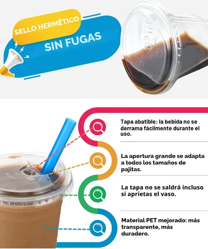 Vista 2 de Vasos de plástico transparente de 9 oz con tapas sin pajita, 25 juegos de vasos desechables de plástico para café helado, vasos para llevar