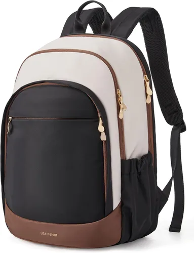 Vista 13 de LIGHT FLIGHT Mochila de viaje para mujer, mochila para laptop de 17.3 Beige
