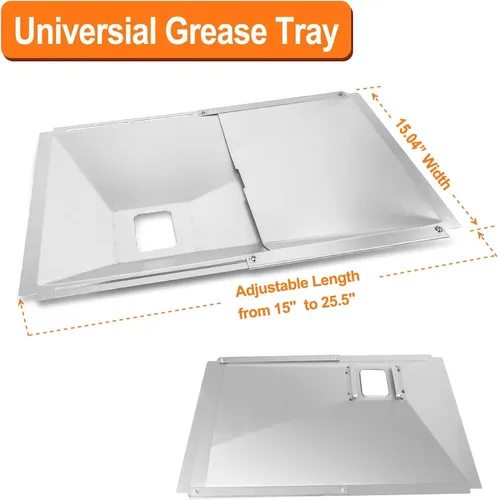 Vista 3 de Utheer - Bandeja de grasa ajustable con 10 revestimientos de aluminio para parrillas de 2/3/4 quemadores Fits Nexgrill, Charbroil, Cuisinart