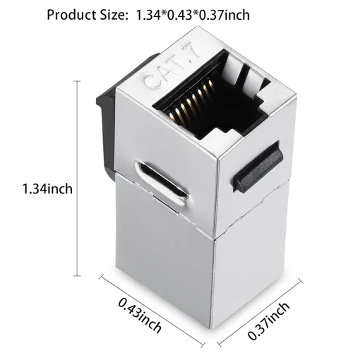 Vista 2 de Conector Keystone CAT7, conectividad de acoplador Ethernet de alta velocidad, acoplador RJ45 blindado hembra a hembra para cable