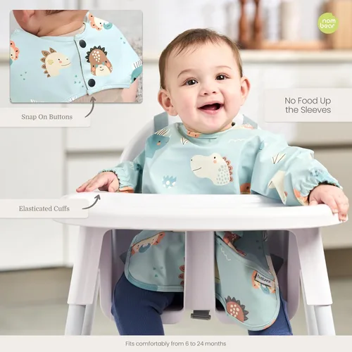 Vista 6 de Baberos impermeables para comer (niño o niña de 6 a 24 meses) – Babero de manga larga para bebé destete