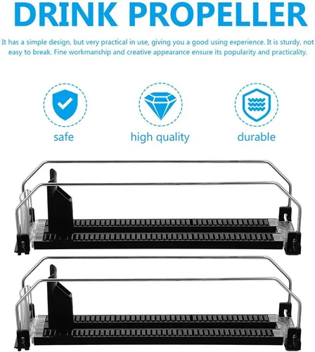 Vista 5 de Organizador de bebidas para nevera, dispensador de latas de soda con deslizador automático, organizador de botellas de refrigerador, soporte