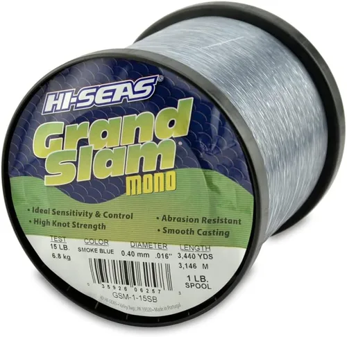 Vista 15 de Sedal de Pesca de Monofilamento HI-SEAS Grand Slam - Fuerte y Resistente a la Abrasión en Transparente, Rosa, Verde, Azul Ahumado, Amarillo Amarillo