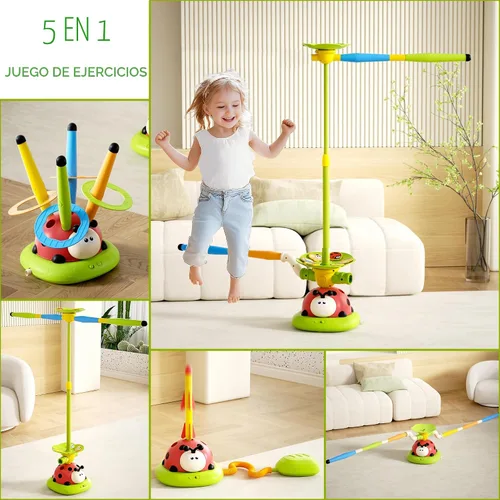 Vista 2 de Juguetes Musicales de Salto 5 en 1, Juego de Lanzar Anillos Pisoteando Lanzacohetes para Niños, Juguetes de Evitar Obstáculos y Saltar en Cuclillas