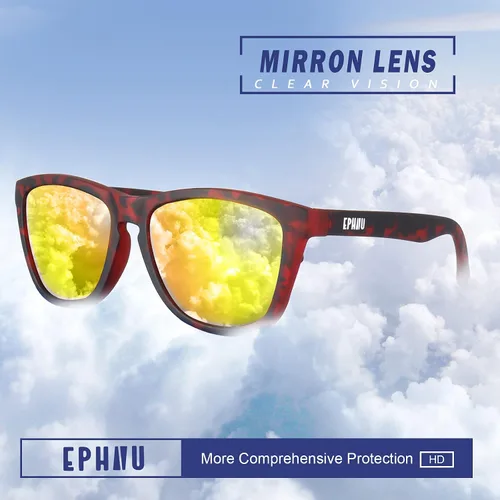 Vista 5 de EPHIU Gafas de sol deportivas polarizadas para hombres y mujeres, lentes de espejo antideslizantes, sin rebote para correr, conducir, 100%