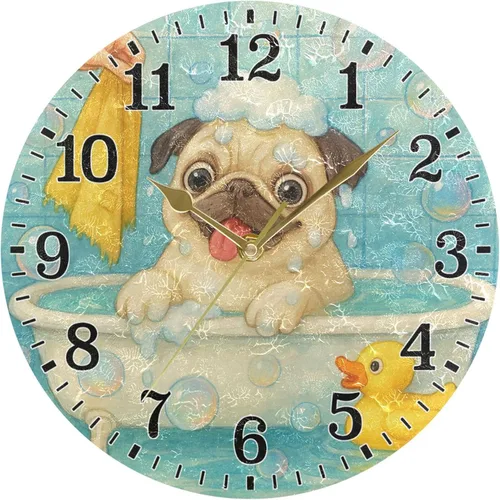 Vista 10 de JUNZAN Reloj de bañera con vino romántico espumoso y velas, reloj de pared silencioso de 10 pulgadas, pequeño reloj redondo, decoración de cocina