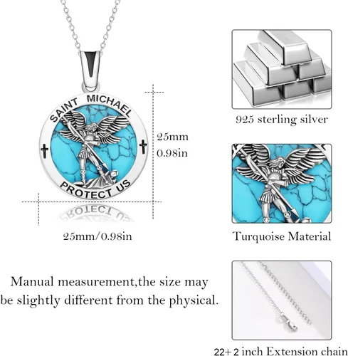 Vista 3 de Collar de plata de ley 925, San Miguel, San Cristóbal, San Benito, Virgen María, Medalla Milagrosa para hombres y mujeres, colgante de amuleto