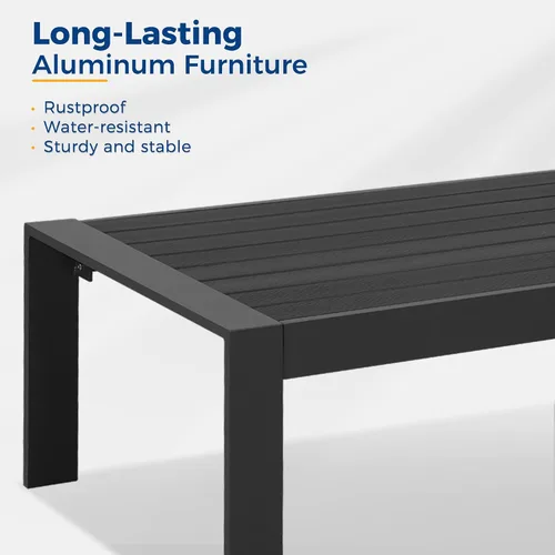 Vista 4 de Wisteria Lane Mesa de centro de aluminio para exteriores, mesa de centro de metal para todo tipo de clima, mesa de centro rectangular moderna