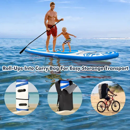 Vista 6 de Tabla de remo inflable (6 pulgadas de grosor) con accesorios y bolsa de SUP de primera calidad, aleta inferior para remo, control de surf, cubierta