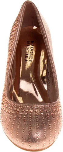 Vista 4 de Badgley Mischka Zapatos de vestir para niñas Zapatos de tacón alto para niños con punta cerrada (niño pequeño-niño grande) (negro, plata, oro rosa)