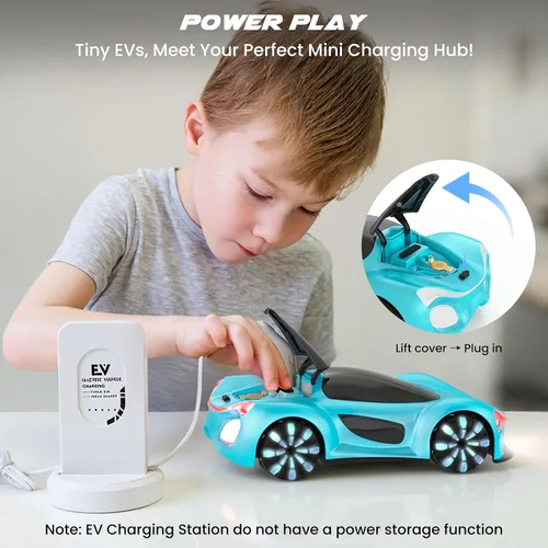 Vista 7 de SIMREX Auto de control remoto con detección de gestos con base de carga, juguete de auto de acrobacias y derrape a control remoto giratorio de 360°