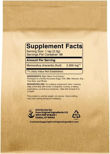 Vista 2 de Pure Original Ingredients Melón amargo (8oz) Suplemento tradicional, extracto natural, sin OMG