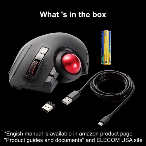 Vista 9 de ELECOM Ratón Trackball Inalámbrico, Ratón Ergonómico, Conexión para 3 Dispositivos, Con Cable (USB), Bluetooth, Ratón Track Ball, Control