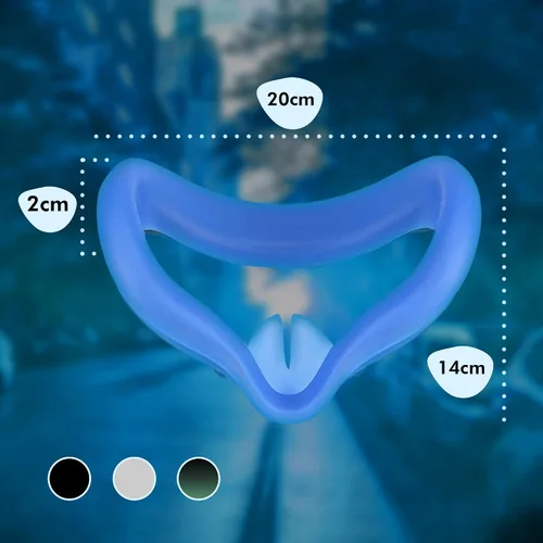 Vista 2 de VR Silicone Cover for Oculus Quest 2 - Washable Sweat-Proof Anti-Leakage Light Blocking (Blue)