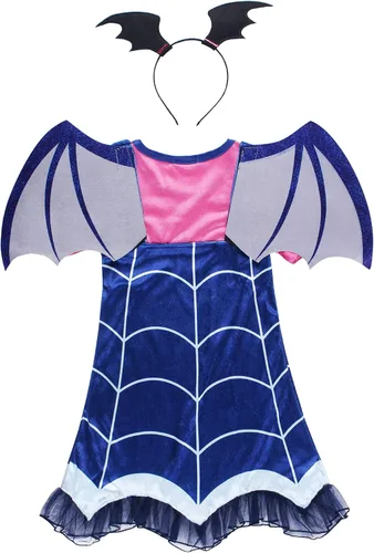 Vista 2 de JerrisApparel Conjunto de vestido de disfraz para niñas con diadema para Halloween