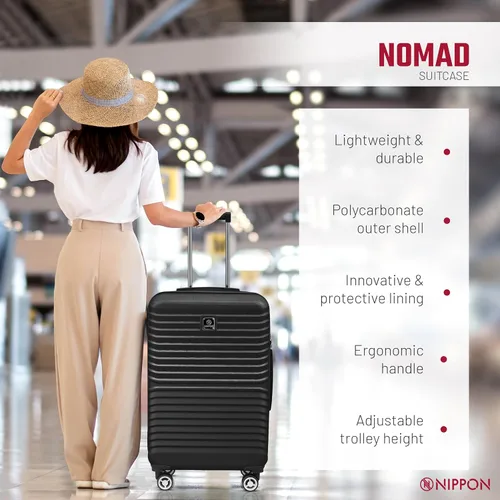 Vista 2 de NIPPON Luggage Nomad - Maleta giratoria rígida con ruedas para mujeres y hombres, rodillo de carcasa dura de viaje, ultra fuerte y duradero