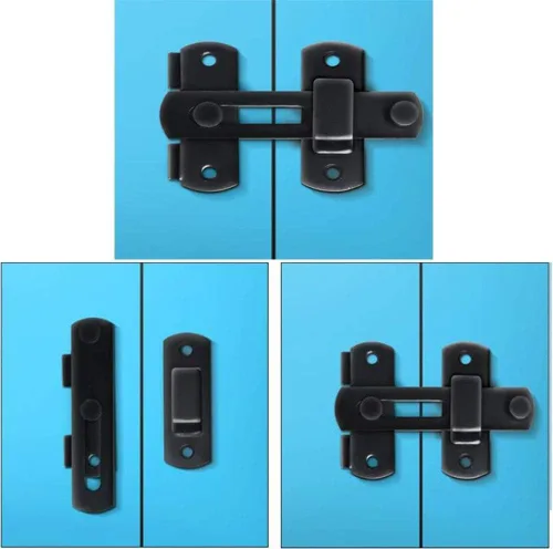 Vista 3 de YUM - Paquete de 2 pernos pequeños de acero inoxidable para puerta de seguridad, pestillo de soporte (negro)