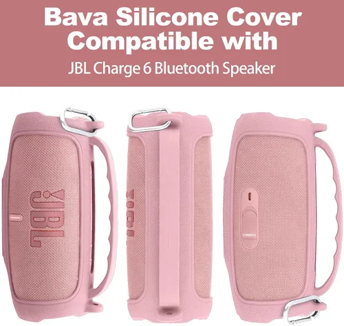 Vista 45 de Funda de silicona compatible con JBL Charge 5 Altavoz Bluetooth portátil impermeable (Cubierta de silicona negra)